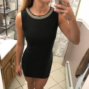 Black fancy dress w/ jewel neckline